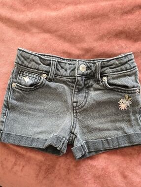 Cat & Jack Gray Denim Shorts with Floral Pocket Embroidery